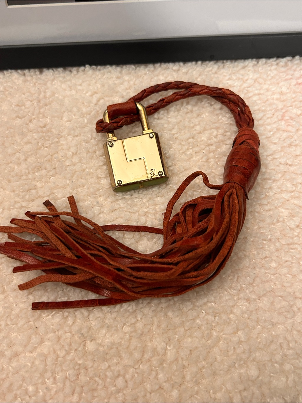 L.A.M.B Tassel Bag Charm With Gold Lock